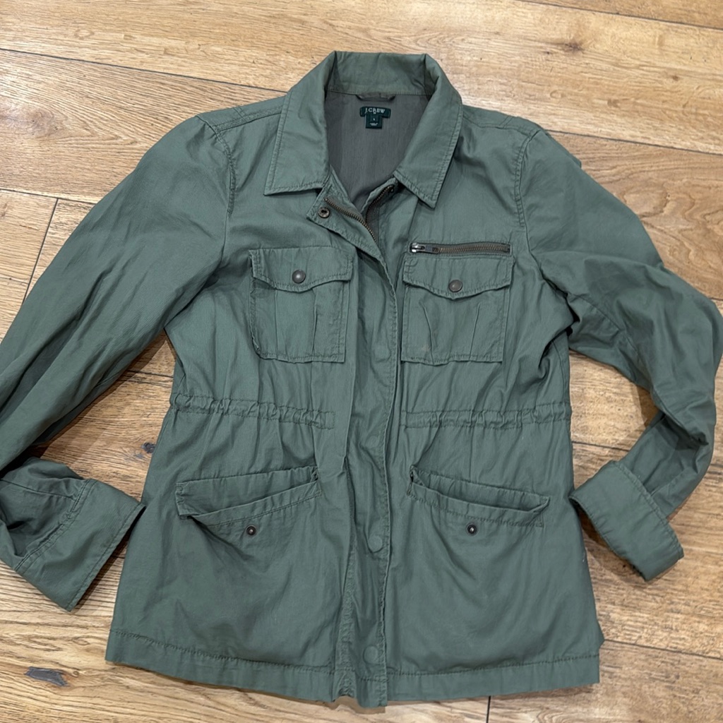 J Crew Green Twill Utility Jacket